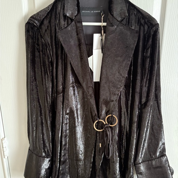 Michael Lo Sorodo Black Crushed Velvet Jacket – Size 6 - Picture 6 of 6